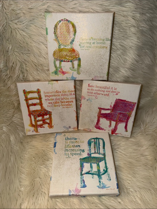 unbranded Other - Colorful Chair Canvas Wall Art Set - Multicolor Home Decor set of 4